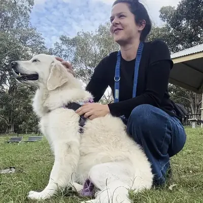 Dorothy with a dog at the park